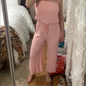 Pink strapless jumpsuit